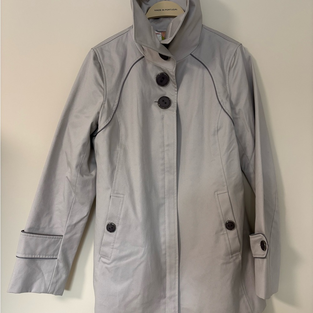 Soia‎ & Kyo Womens Grey Jacket Womens Size Medium Oversized Collar Outerwear